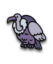 The vulture in is a sitting vulture with different shades of purple. 