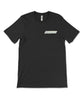 A black t-shirt with a print to look like a strip of masking tape in the upper right chest area with the text "NileBlue" written in what looks like blue pen. From NileRed.