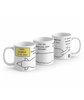 A line of three white mugs each showing a different portion of the same mug. There is an outline of a dog with text showing "Hope according to my dog". From Semi Rad.