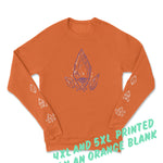 The Invisible Beetle shirt from Tyler Thrasher in a dark orange with the text "4xl and 5xl printed on an orange blank". 