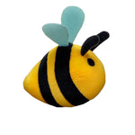 A yellow bee with two black stripes, black antena, black eyes, and light blue wings - from CGP Grey.