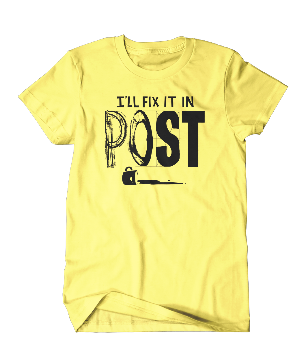 A yellow t-shirt with the words 