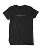 A black t-shirt with small caps, white text across the front that reads "Good Enough" with a small red and green rose in the center. From Nathan Zed.