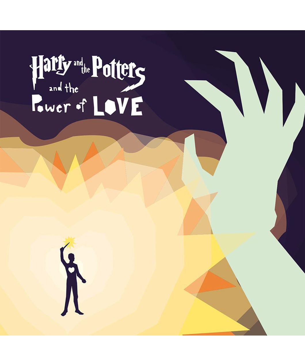 Album cover art showing a person holding up a wand with a heart on their chest. They are in the middle of yellow light with a hand on the side and text that reads 