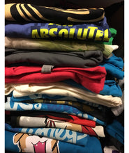 Stack of various styles of mystery shirts - from DFTBA Records