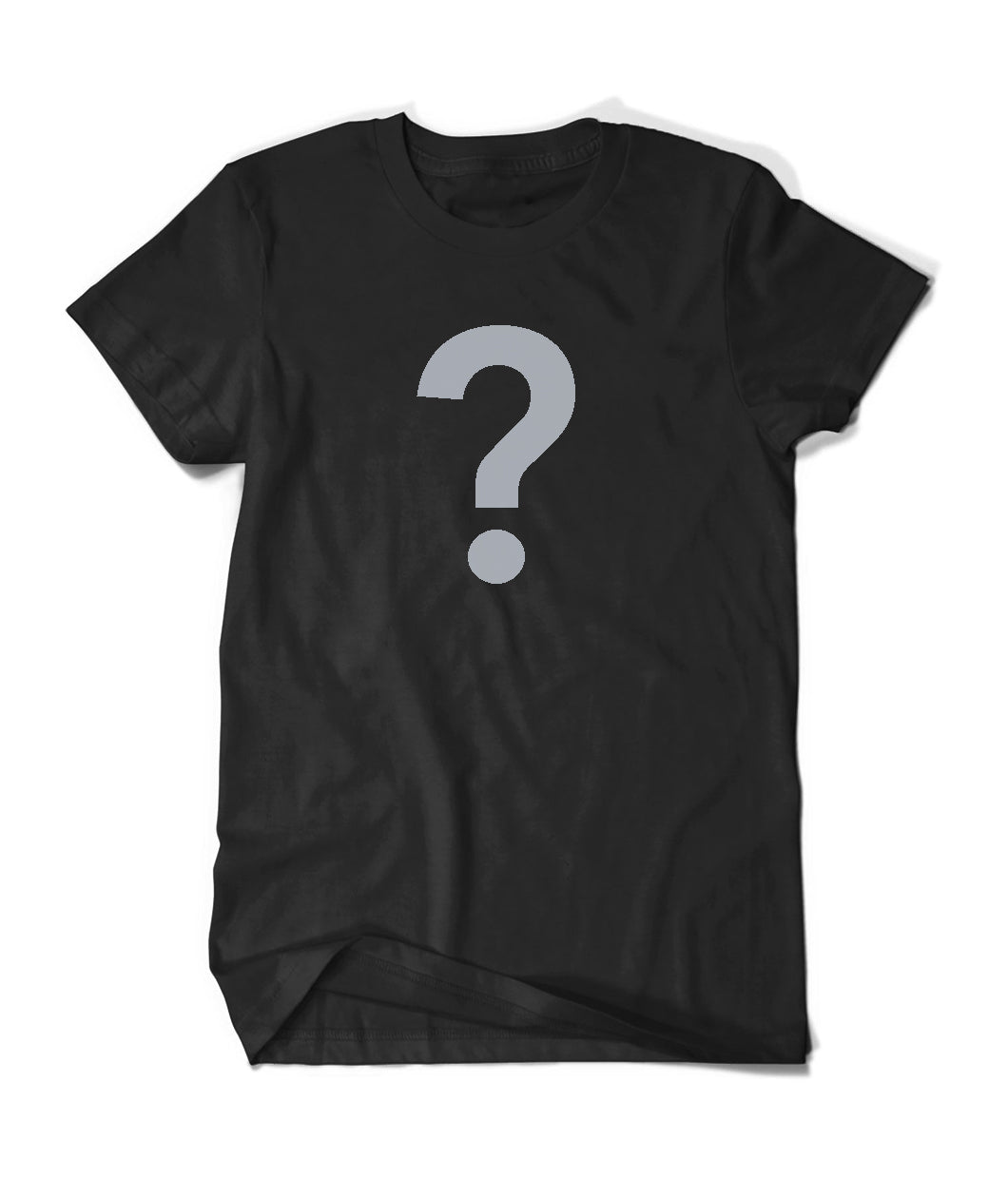 Black shirt with a gray question mark in the center - from Tesladyne