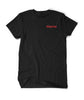 A classic black t-shirt with "NileRed" embroidered in red thread in the upper right breast position.