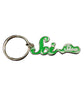 Silver base keychain with silver loop attached. “Sci” is in a cursive font in green with white highlights. “Show” is in white cursive font surrounded in a green bubble attached to the i in “Sci” - from SciShow