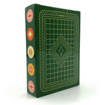 The box for the Nerdfighter playing cards - dark green with a line pattern.
