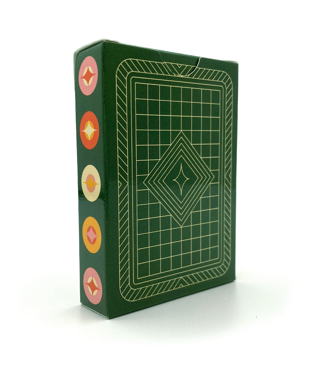 The box for the Nerdfighter playing cards - dark green with a line pattern. 